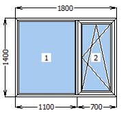 Окно металлопластиковое со створкой 1800*1400