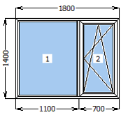 Вікно металопластикове зі стулкою 1800*1400