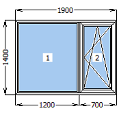 Окно металлопластиковое со створкой 1900*1400