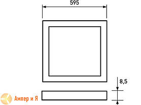 Світлодіодний світильник 60*60 (панель) срібна рамка EUROLAMP LED 40 W 4000 K, фото 2