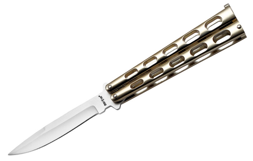 Балисонг, ніж метелик, тренувальне зброю для трюків (флипперов), сталева рукоять різьблена, ніж філіппінський