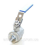 Кран нержавіючий кульовий різьбовий вн-вн AISI304 Ду25 Ру63, фото 6