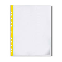 Файл для документів А4+ Optima O35108-05, 40 мкм, фактура "глянець", з жовтою стрічкою (100 шт/уп)