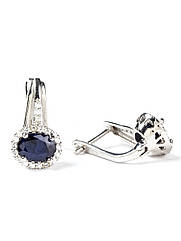 Сережки срібні із сапфіром Т-2040