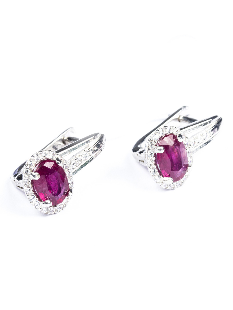 Сережки срібні з рубіном Т-2040, фото 1