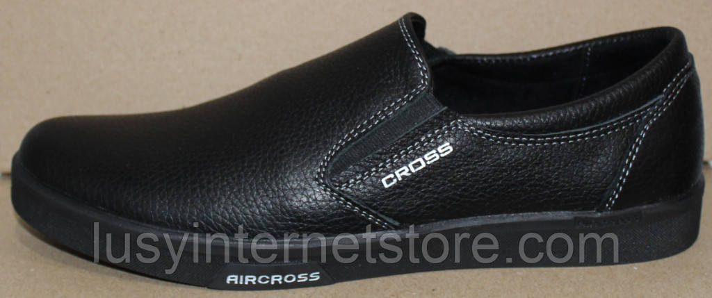 Чоловічі шкіряні туфлі чорні на гумці від виробника модель АМТК-2Ч, фото 1