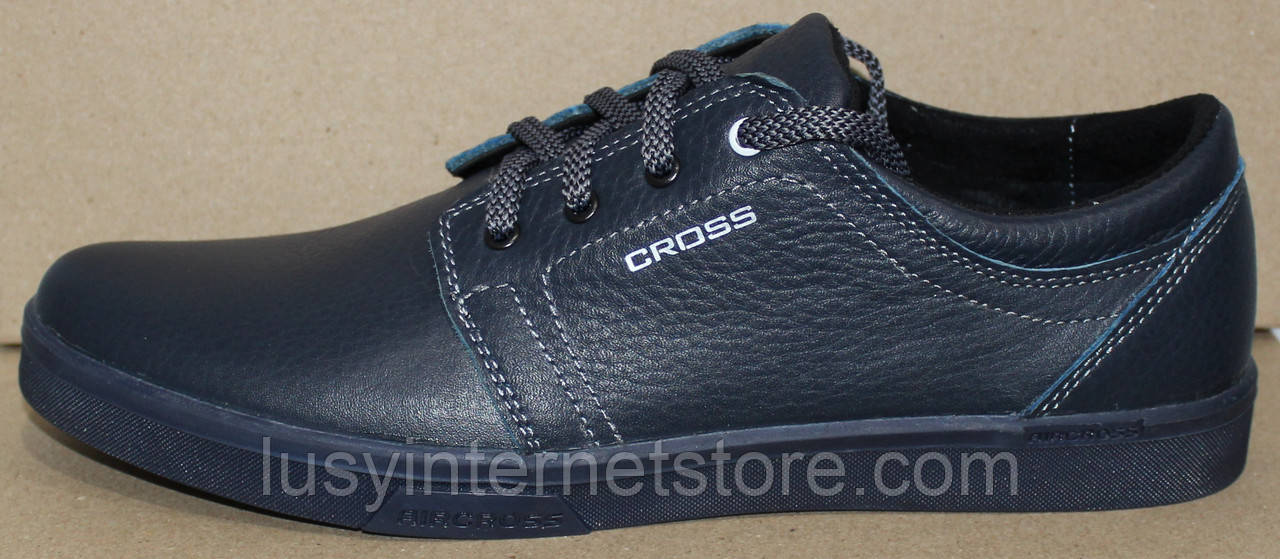 Чоловічі шкіряні сині туфлі на шнурках, шкіряні туфлі чоловічі від виробника модель АМТК-4С, фото 1