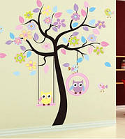 Інтер'єрна наклейка на стіну в дитячу сови на дереві bJM7186