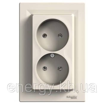 Розетка подвійна без з/к Крем Asfora EPH9700123