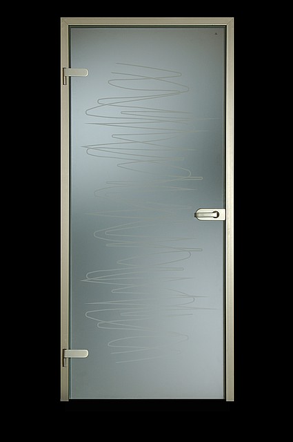 Стеклянные двери с матовым стеклом и рисунком по одной стороне 700х2100мм - фото 1 - id-p4253924