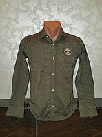 Нарядная рубашка для мальчиков 134,146 роста Оливка