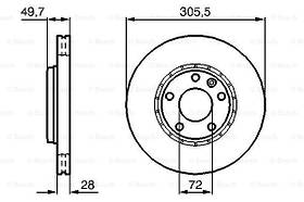 Тормозной диск передний Nissan Primastar(2001-) Bosch(0986479078)