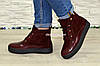 Черевики жіночі бордові на товстій підошві, натуральна шкіра і замша, фото 3