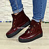 Черевики жіночі бордові на товстій підошві, натуральна шкіра і замша, фото 2