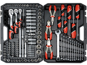 Набір головок торцевих 1/4" 3/8" 1/2" з інструментами YATO 129 шт.