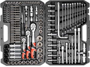 Набір головок торцевих 1/4" 3/8" 1/2" з інструментами YATO 128 шт.