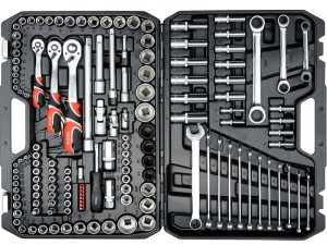 Набір торцевих головок 1/4" 3/8" 1/2" з інструментами YATO 150ед.