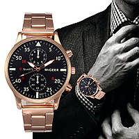 Мужские кварцевые наручные часы "Migeer style" бронзовые на браслете