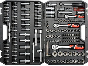 Набір головок торцевих 1/4" 3/8" 1/2" з інструментами YATO,173 передом.