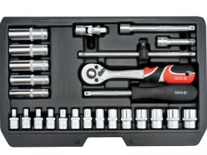 Набір головок торцевих YATO 1/4" 3.5-14 мм із приладдям 25 шт.