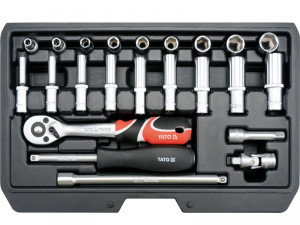 Набір головок торцевих YATO 1/4" 4-13 мм із приладдям, 23 шт.