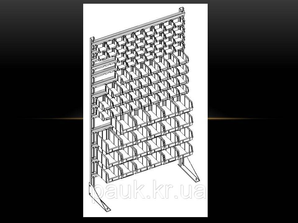 Стелаж в автосервіс 1800мм 96 ящиків ТИП 1, стелаж для метизних контейнерів, чорні ящики П/С - фото 4 - id-p47905943