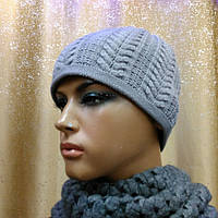 Стильная женская шапка Бона(Bona) TM Loman, двойная и шерстяная, цвет серый