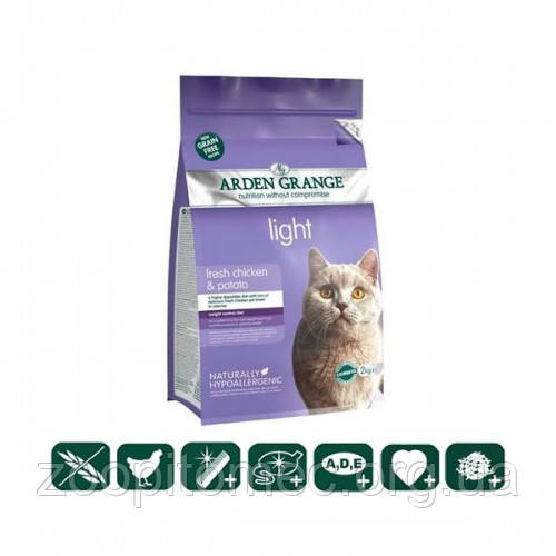 Arden Grange (Арден Грендж ) Adult Cat Light Chicken Potato Беззерновой дієтичний корм для кішок схильних до ожиріння, 8 кг