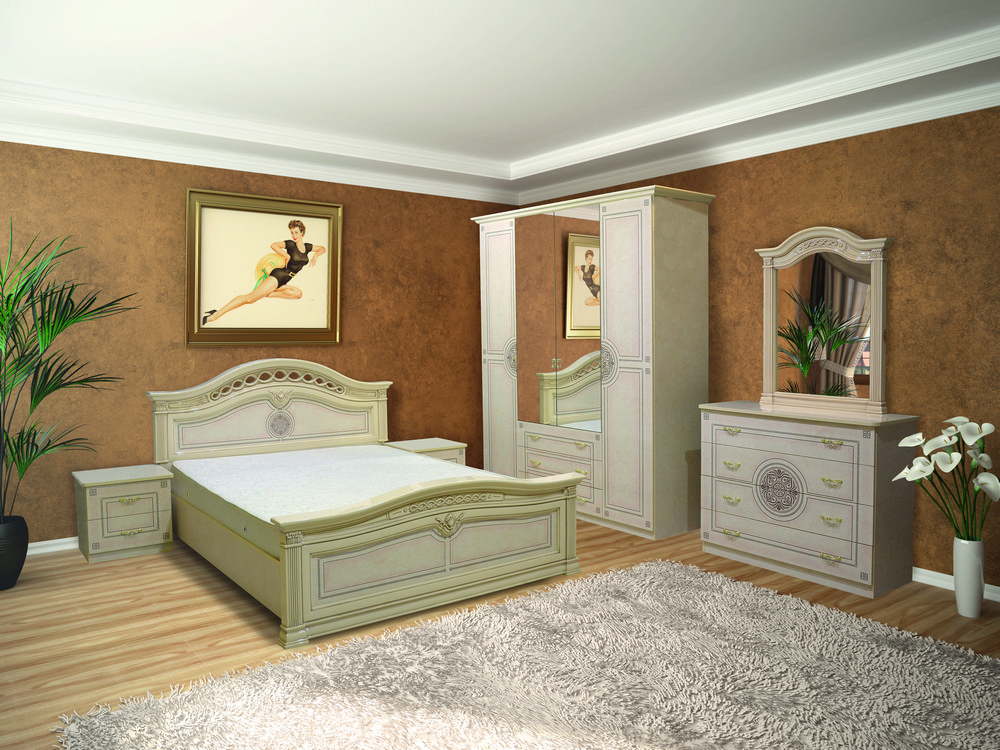 Спальня в классическом стиле с художественной печатью Диана 4Д Svit mebliv, цвет пино беж - фото 1 - id-p648205442