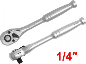 Тріскачка пряма 72 зубці 1/4" суцільнометалева хромована YATO,125 мм