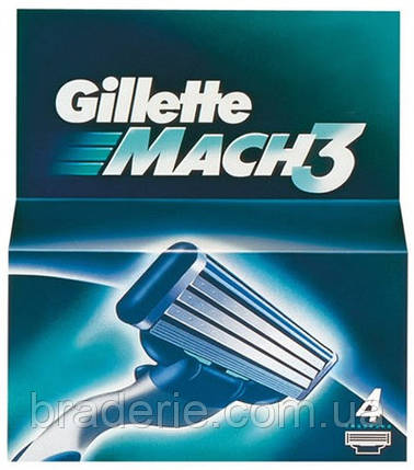 Змінні касети для гоління Gillette Mach 3 4 шт. в пакованні, фото 2