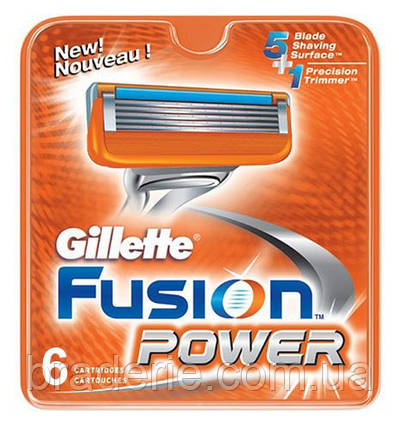 Змінні касети для гоління Gillette Fusion Power 6 шт., фото 1