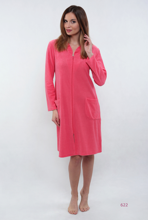  Жіночий халат на блискавці малинового кольору для дому Calipso 622 