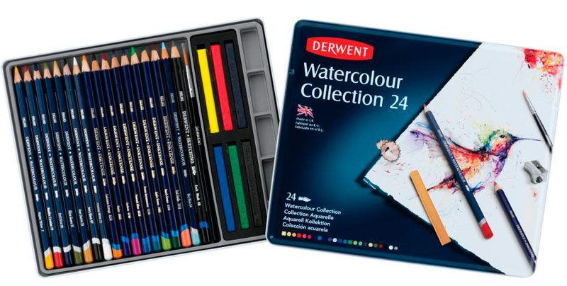 Олівці акварельні набір 24кол Derwent Watercolour Collection у мет коробці 700304, фото 1