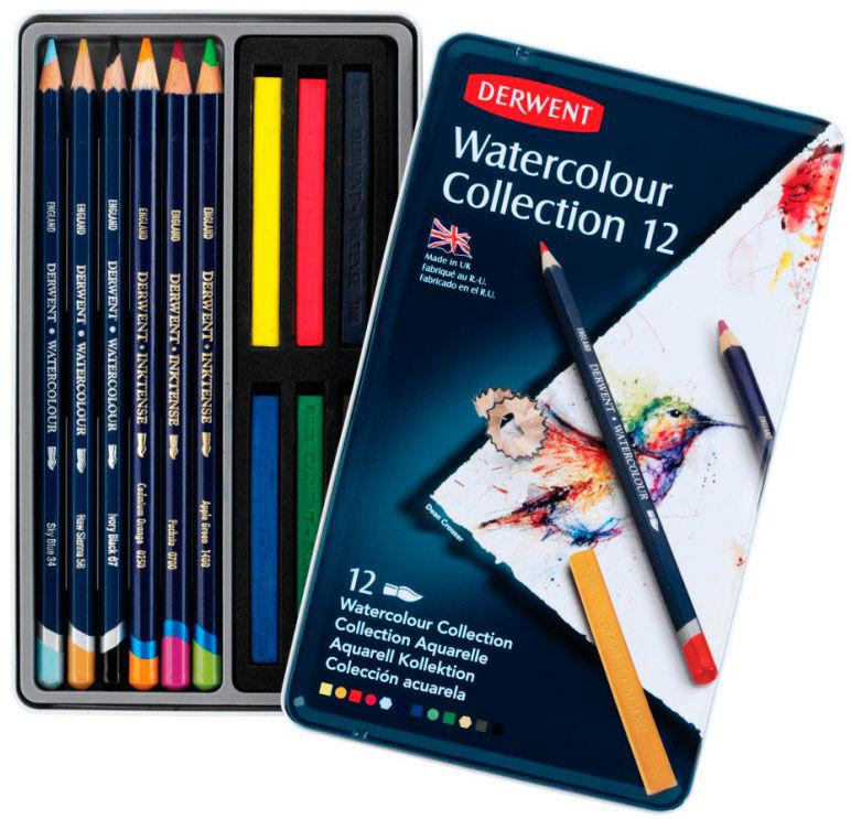 Акварельні олівці набір 12кол. Derwent Watercolour Collection метал коробка 700303
