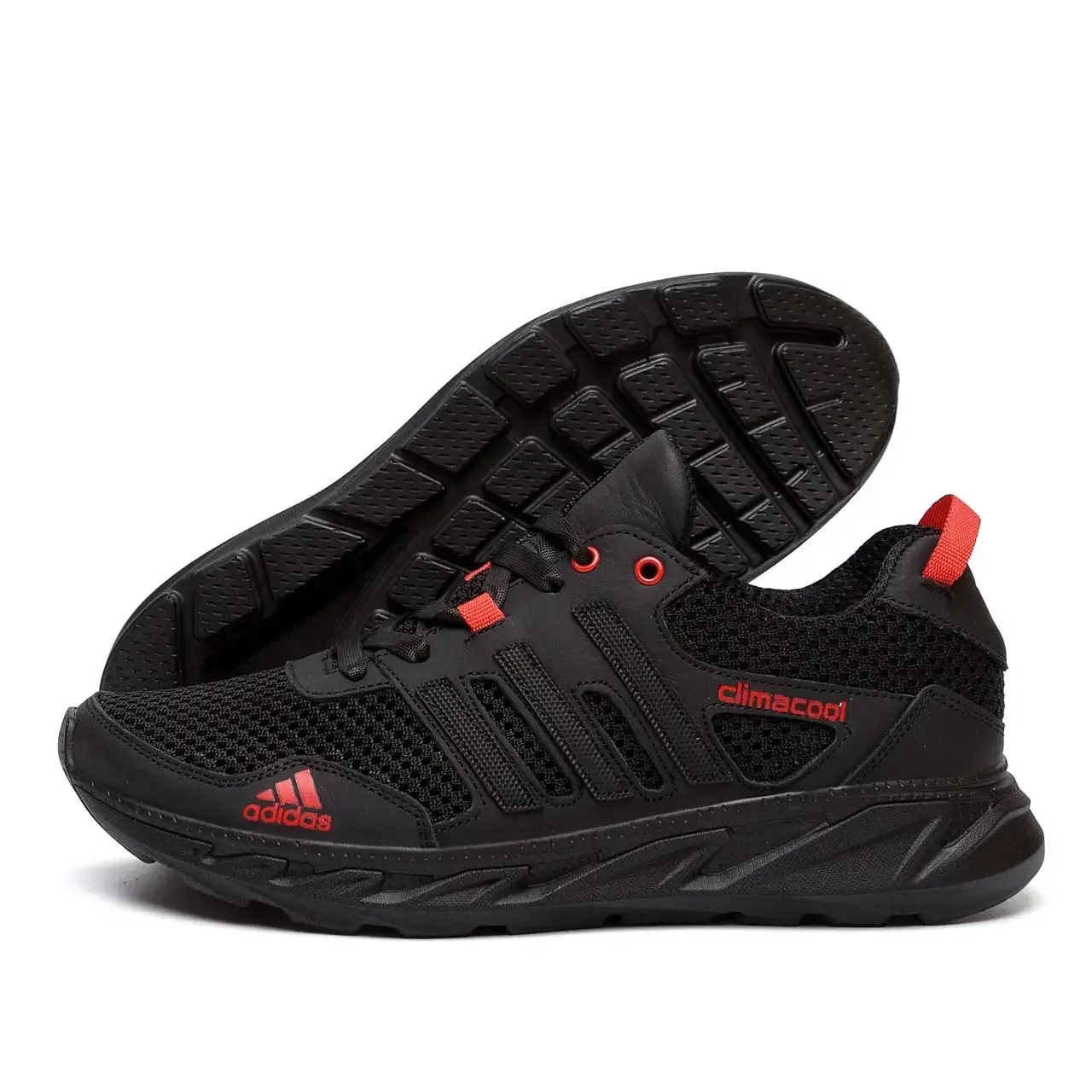 

Мужские летние кроссовки сетка черные Adidas Climacool, Черный