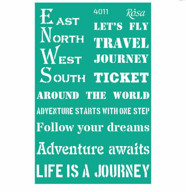 Трафарет самокл багаторазов 13*20см ROSA Talent №4011 серія Make your journey GPТ50046019