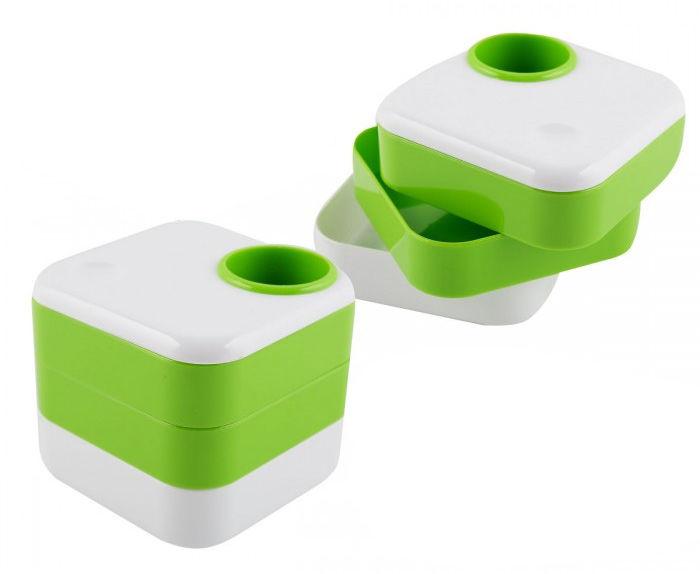 Стакан для ручок ЛИДЕР з 3-я відділами Квадратний 568Н двукольоровий, фото 1