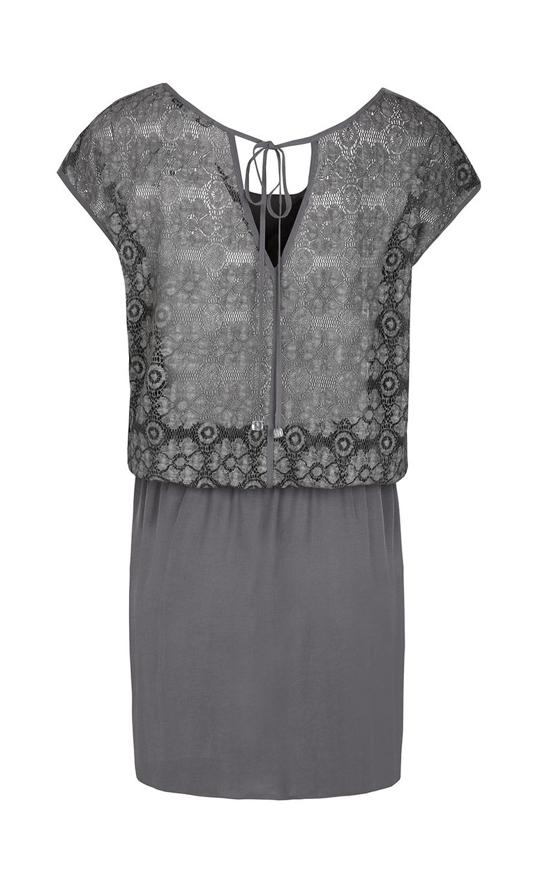Женское летнее платье серого цвета с кружевной спинкой. Модель Kalipso Zaps - фото 6 - id-p84136947