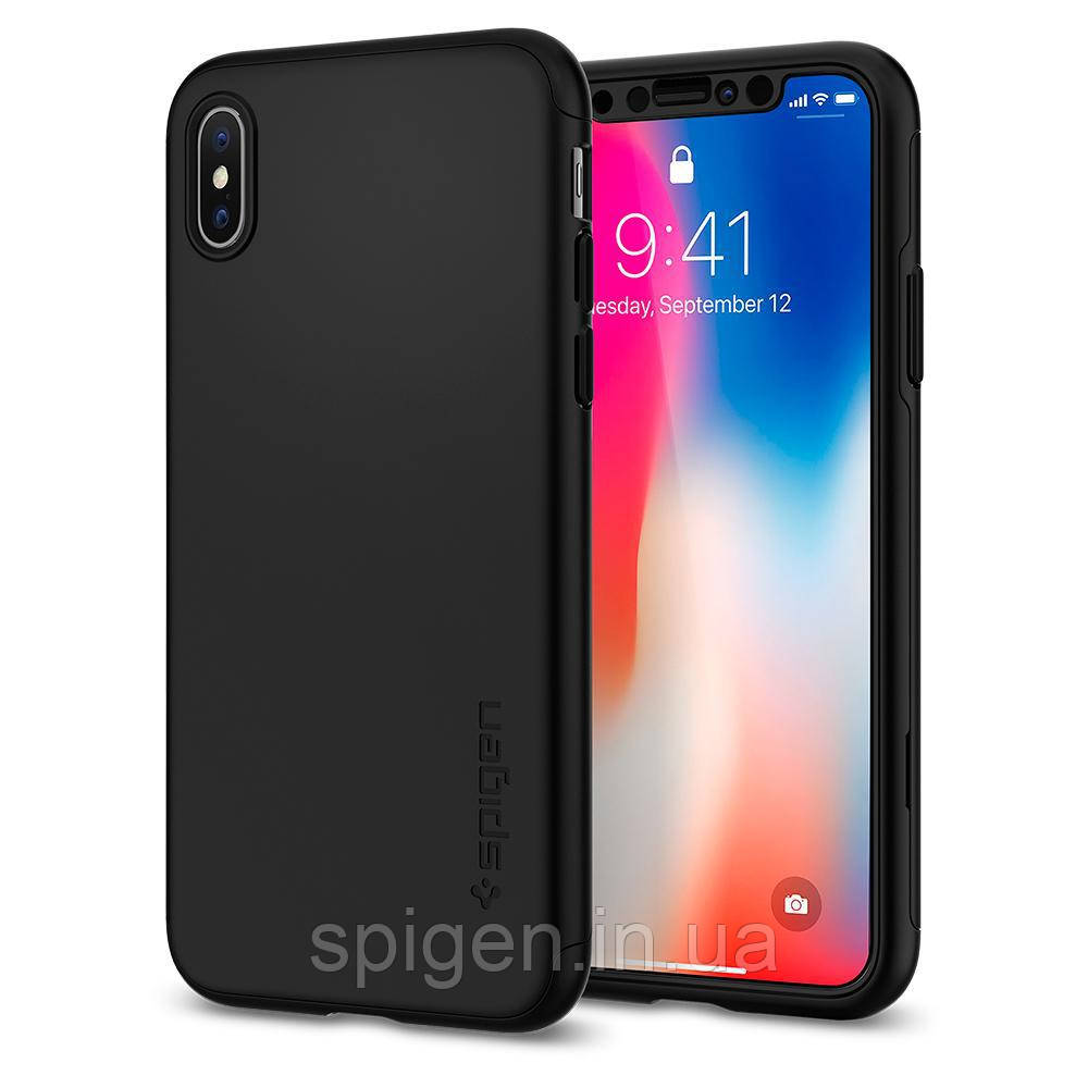 Чохол Spigen для iPhone X Thin Fit 360, Black (057CS22177)