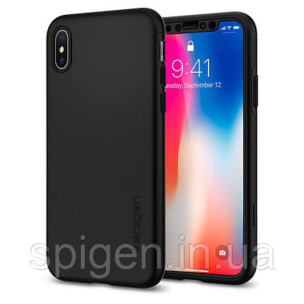 Чохол Spigen для iPhone X Thin Fit 360, Black (057CS22177), фото 1