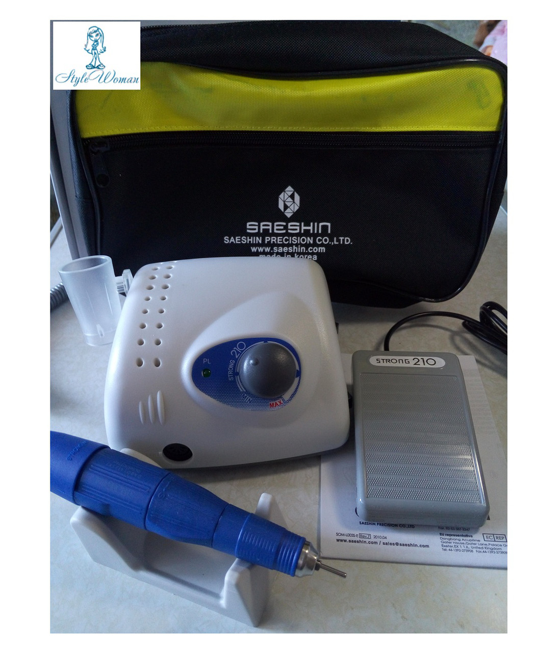 Фрезер STRONG 210 із сумкою 35000об для професійного манікюру та педикюру стренг 102L, фото 1