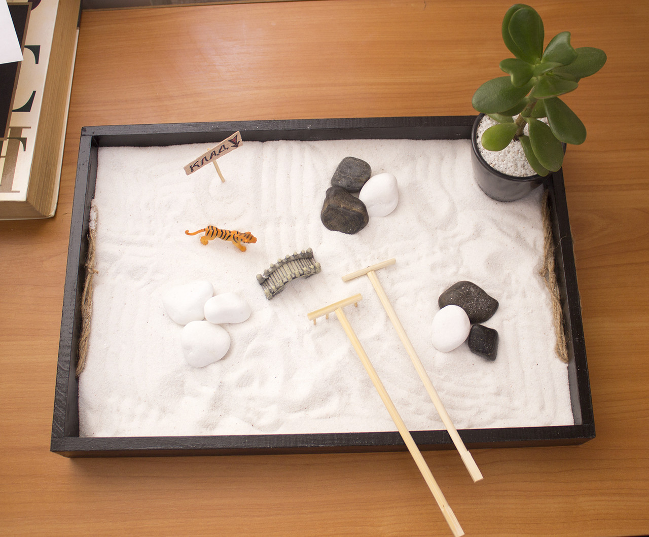 Японський сад каміння Сад Дзен із тигром, 27х40 см, фото 1
