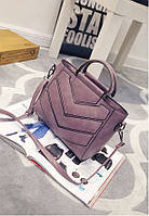 Женская сумка с ручками и ремешком фиолетовая опт