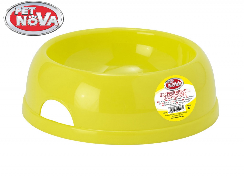 Пластикова Миска для собак Pet Nova 1450 мл Жовта