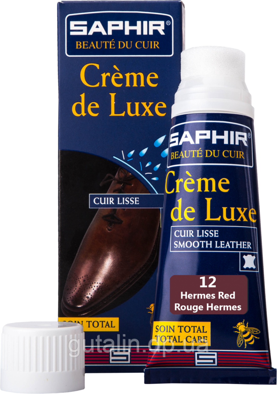 Водовідштовхувальний Крем Saphir Creme De Luxe колір червоний гермес (12) 75 мл