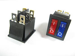 Кнопковий вимикач ON-OFF KCD2-2101N (6 pin) двоколірний R+B
