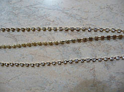 Стрічка зі стразів в цапах золото 2,3 мм крок 2 мм