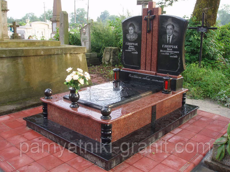 Пам'ятники подвійний з граніту (Образець 858)