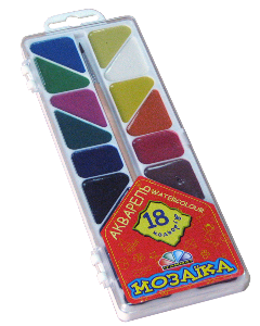 Фарба акв Гамма_нов 312058 18кол "Мозаїка" 1пласт/пач. б/п, фото 1